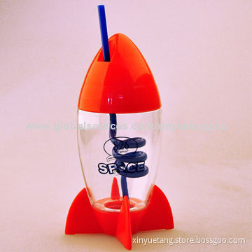 Eco-friendly Kids' Water Bottle with Rocket Shaped, PP Top and Bottom
